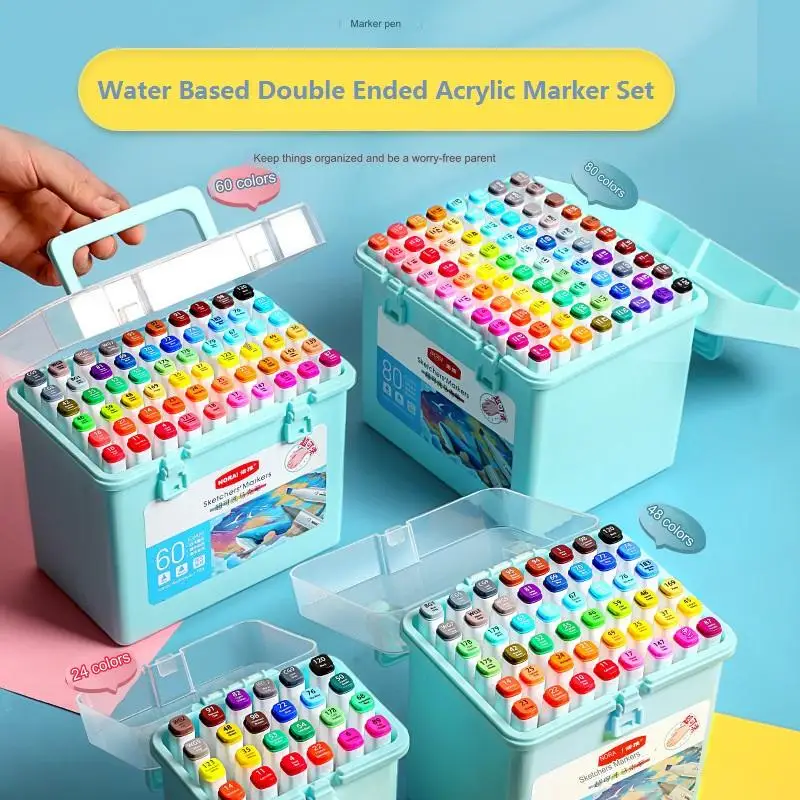 

Ultra Clean Washable Marker Set with Portable Box Dual Tip Coloring Acrylic Paint Markers for Kids Holiday Gifts Art Supplies 3+