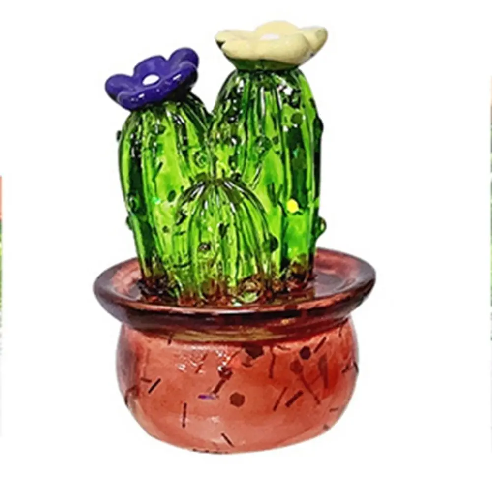 Original Handmade Cactus Sculpture Easy Use Not Fade Simulation Plant Resin Miniature Figurines Car Navigator