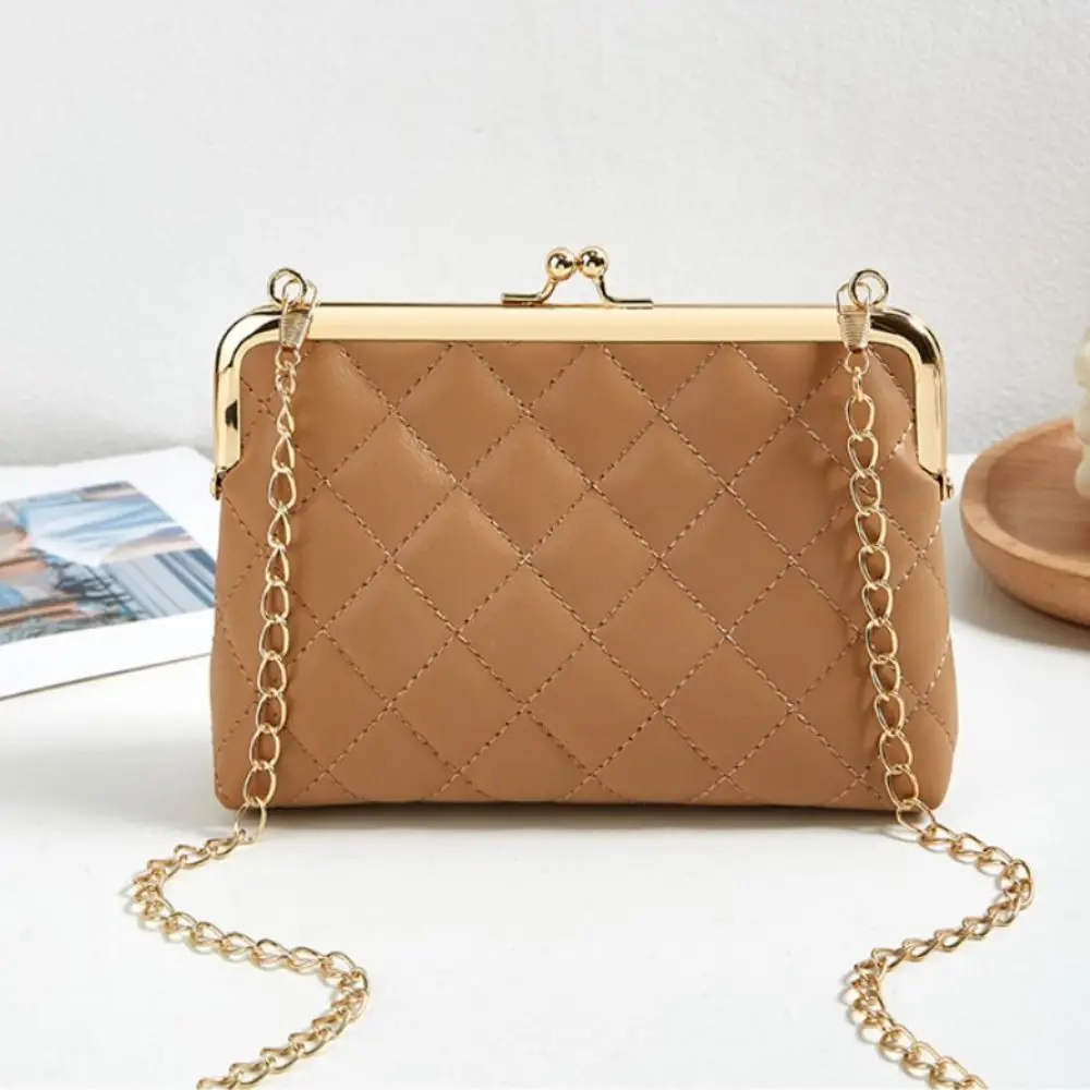 Fashion PU Leather Handbag Lightweight Diamond Stripe Hand Purse Chain Sling Bag Women