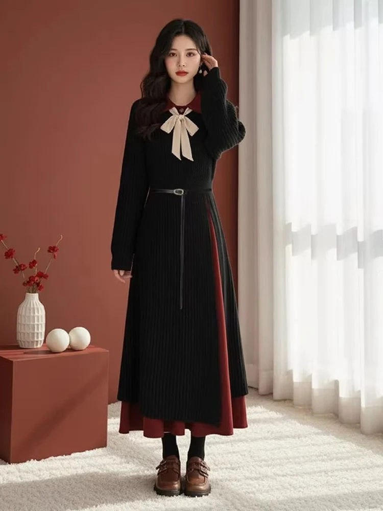 

Вязаный комплект Ele Knitted Knot Dr для женщин: осенне-зимний комплект из двух предметов, облегающий свитер с разрезом, создающий элегантный образ