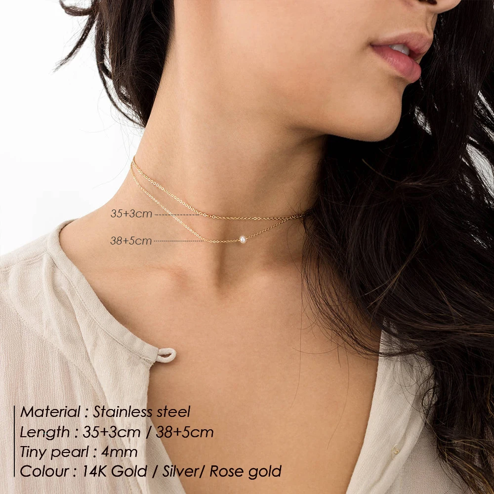 eManco الفولاذ المقاوم للصدأ متعدد الطبقات سلسلة قلادة مطلية بالذهب مكدسة القلائد النسائية بسيطة الأزياء والمجوهرات المصنع مباشرة #3