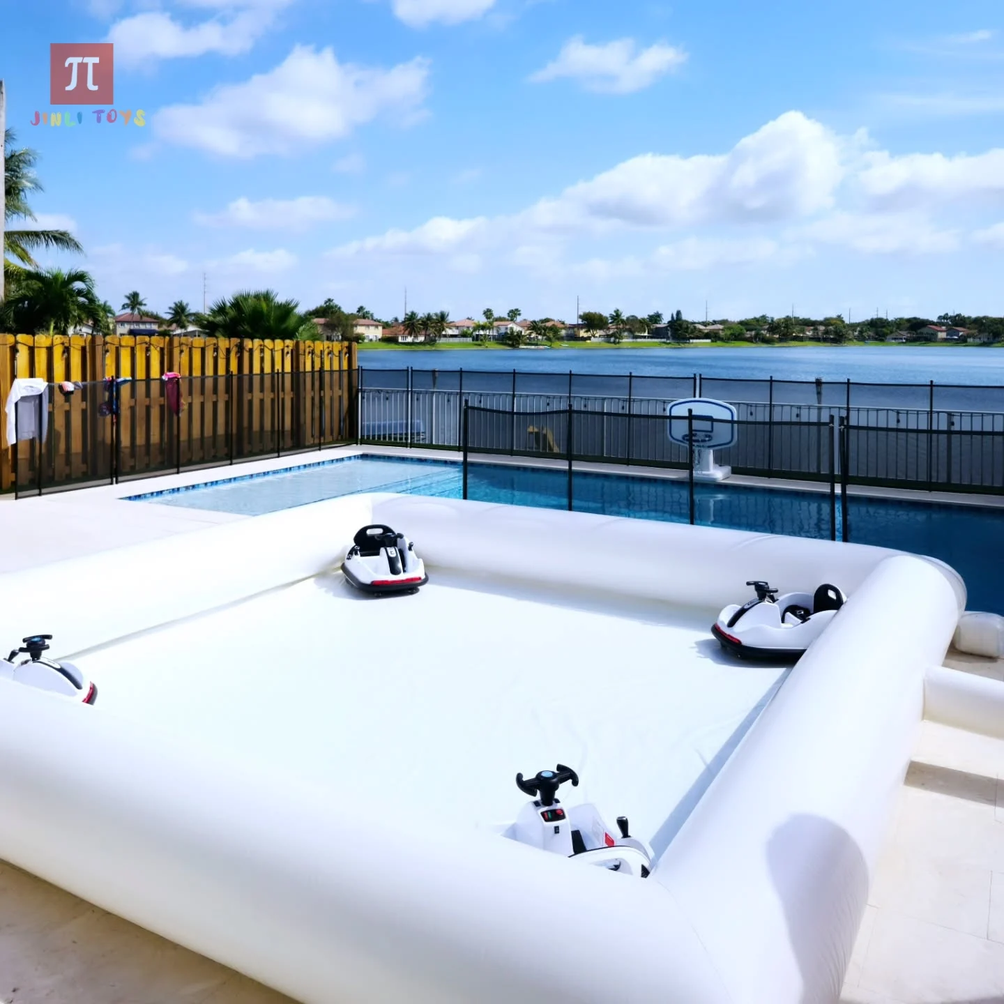 

inflatable bumper car arena outdoor sports games, children's dream playground, with blower