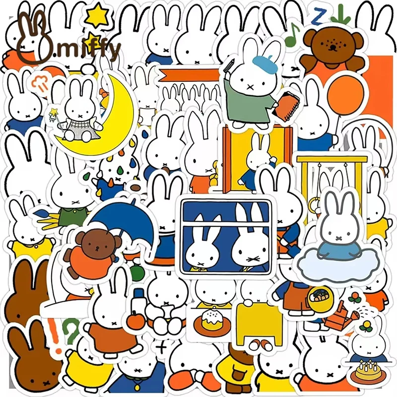 

50 шт., наклейки Miffy Kawaii, милый мультяшный кролик для девочек, карманные декоративные наклейки, чехол для телефона, Ipad, ноутбук, водонепроницаемые наклейки, игрушка