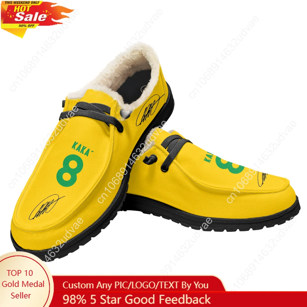 

Kaka No.22 Plush Loafers Men Woman Youth Casual Flat Shoes Brazil Soccer Star Keep Warm Footwear Custom Made Shoe Black