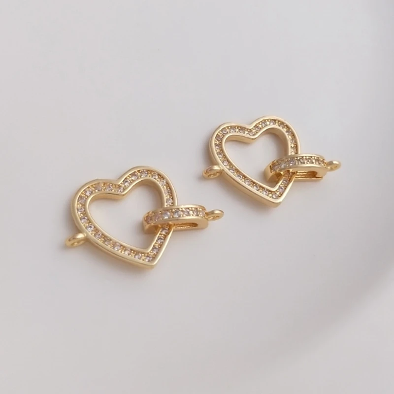 

14K Real Gold Plated Copper Buckles Heart Necklace Clasps Bracelet Hooks Connectors DIY Jewelry Findings Making Accessories