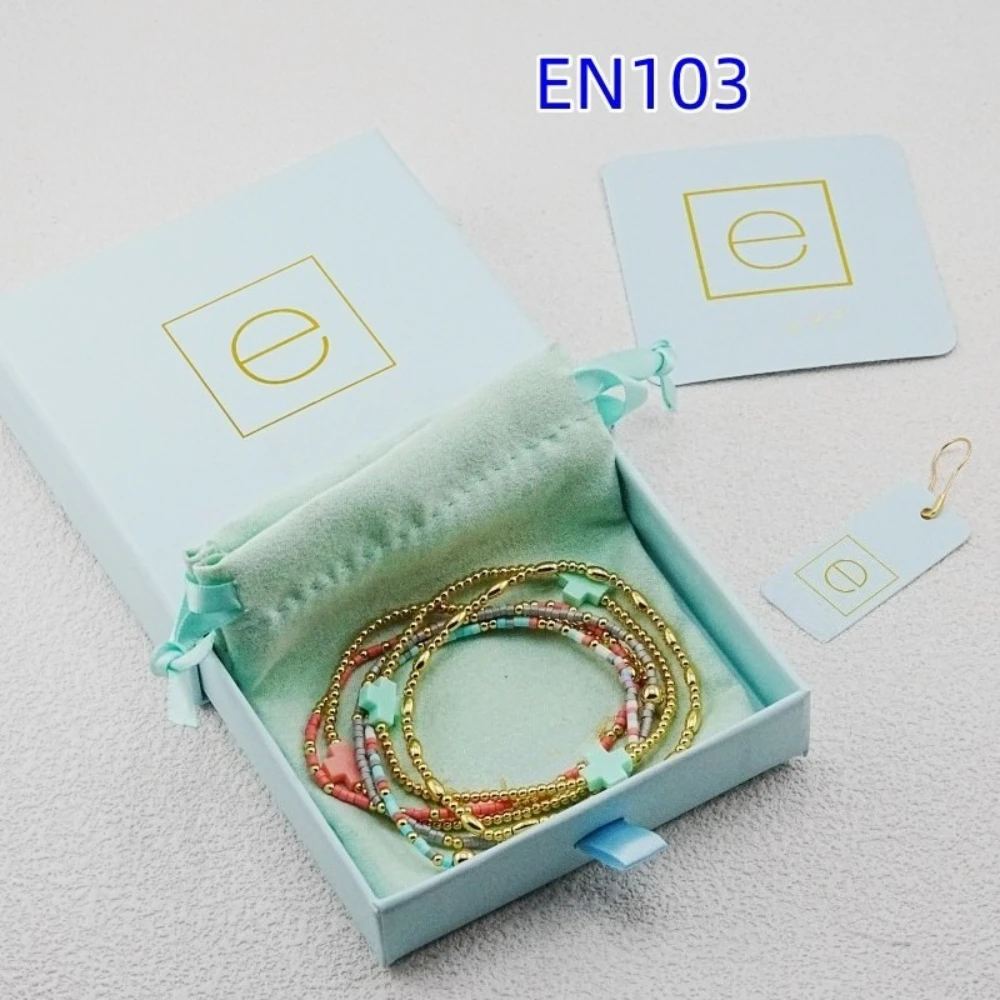 YEEVAA Cross Charm Colorful Beads&Stones Stack of 6 Bracelets, Fashion Jewelry Gift for Women Daily Layering