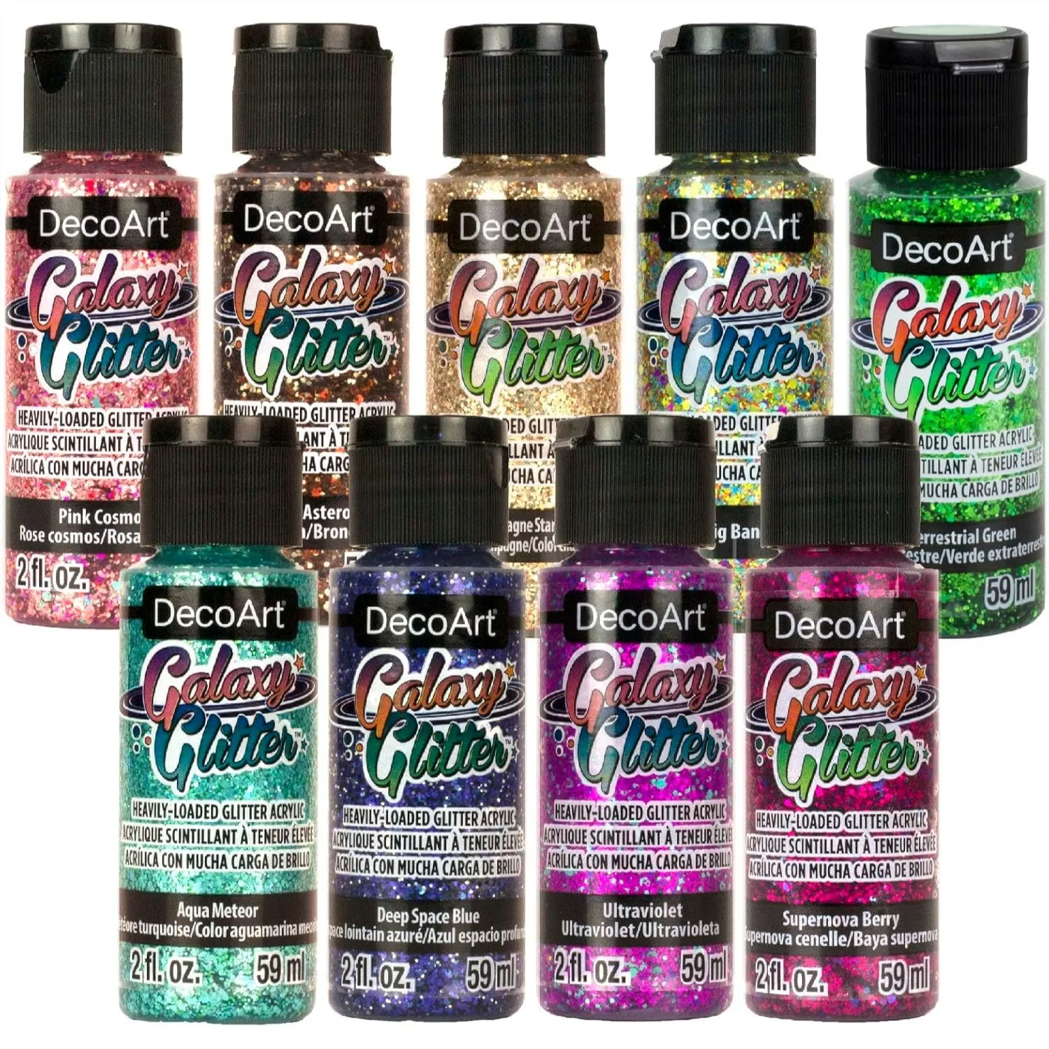 

Glitter Acrylic Paint Set – 9 Bottles (2 fl oz) – Multicolor Glitter Paints for Crafting, Art Projects & DIY Crafts