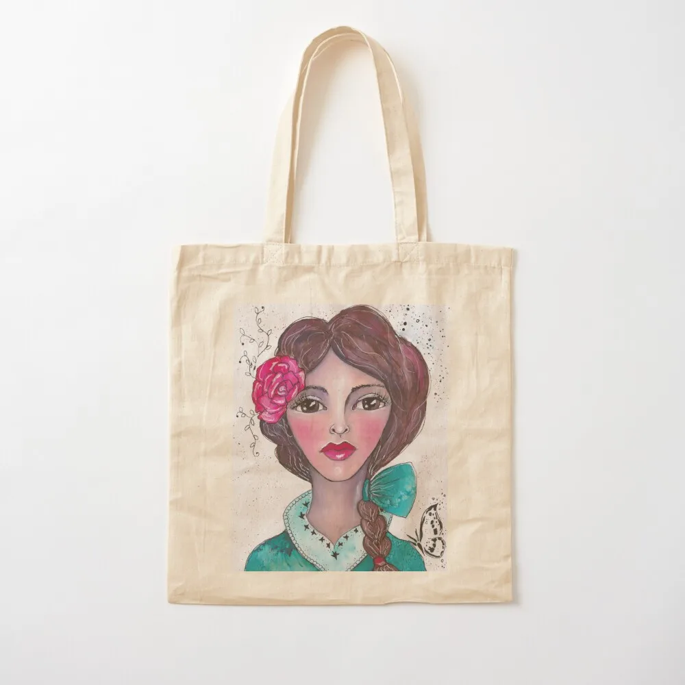 rose Tote Bag Women's shopper bag shopping trolley bag Lady Canvas Tote