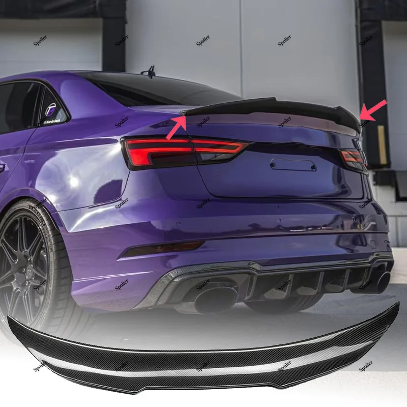 For Audi A3 S3 RS3 8V Sedan 2013-2020 PSM Style Rear Boot Spoiler Car Rear Trunk Lip Spoiler Wing Rear Roof Spoiler Cap Tuning view 4