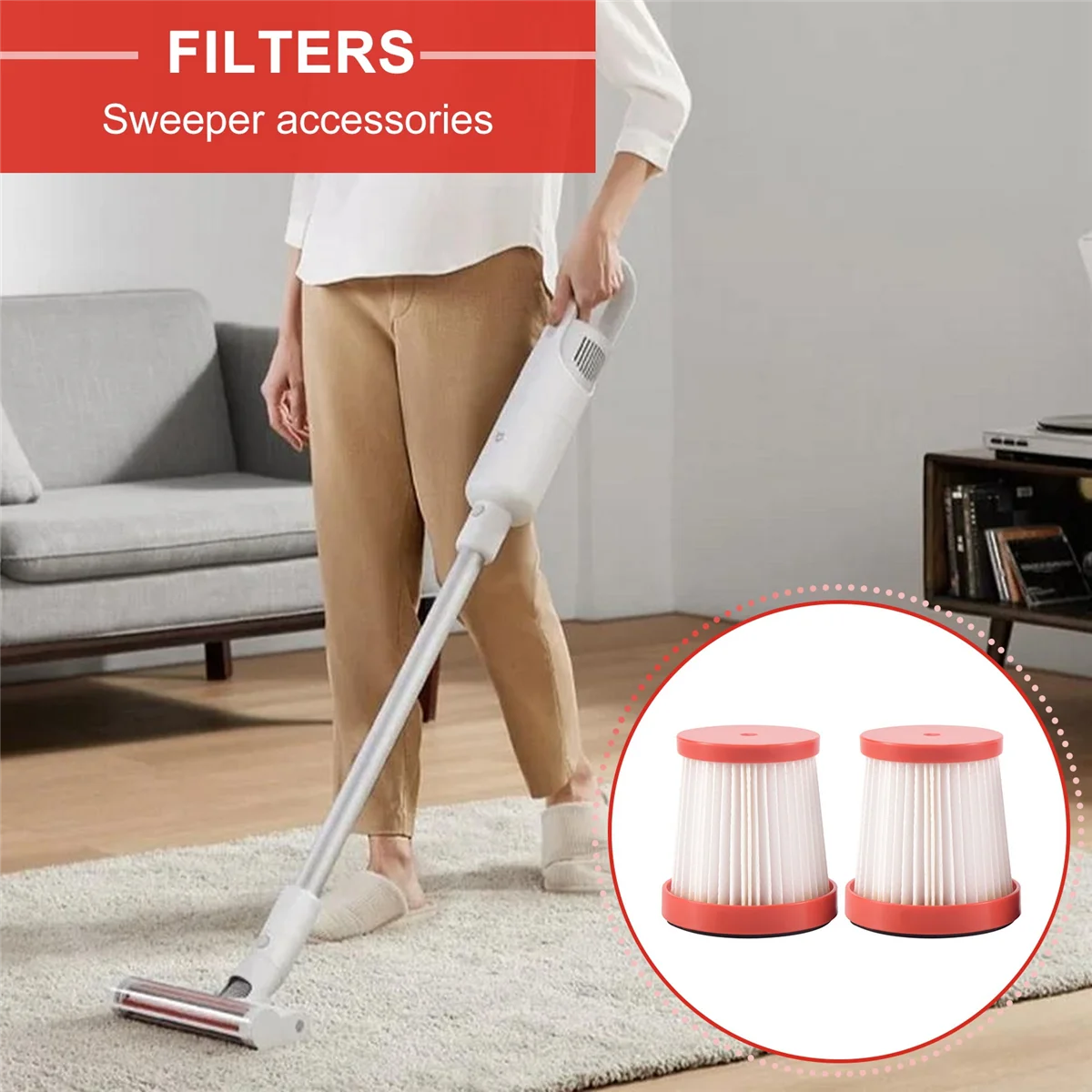 ตัวกรอง2ชิ้นสำหรับ VC01 Deerma เครื่องดูดฝุ่นแบบมือจับอุปกรณ์เสริมอะไหล่ตัวกรองแบบพกพาแปรงเก็บฝุ่น