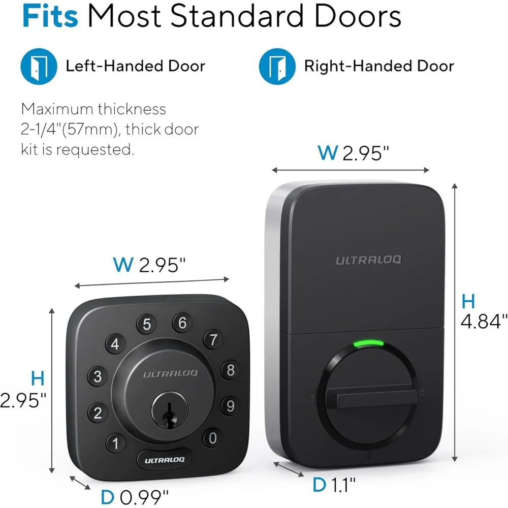 Cerradura inteligente con perno en U con juego de manijas, cerradura de puerta de entrada sin llave 5 en 1 con control por aplicación, cerrojo con teclado, desbloqueo automático, cerradura automática, Sm