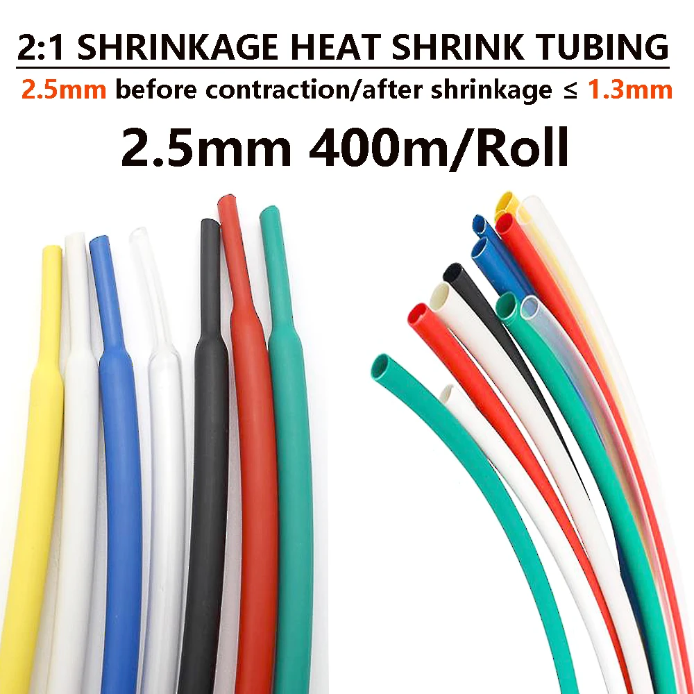 2.5mm Shrinkage ratio of 2:1 White wordless flame retardant PE conduit after shrinkage ≤1.3mm For Wire wiring identification