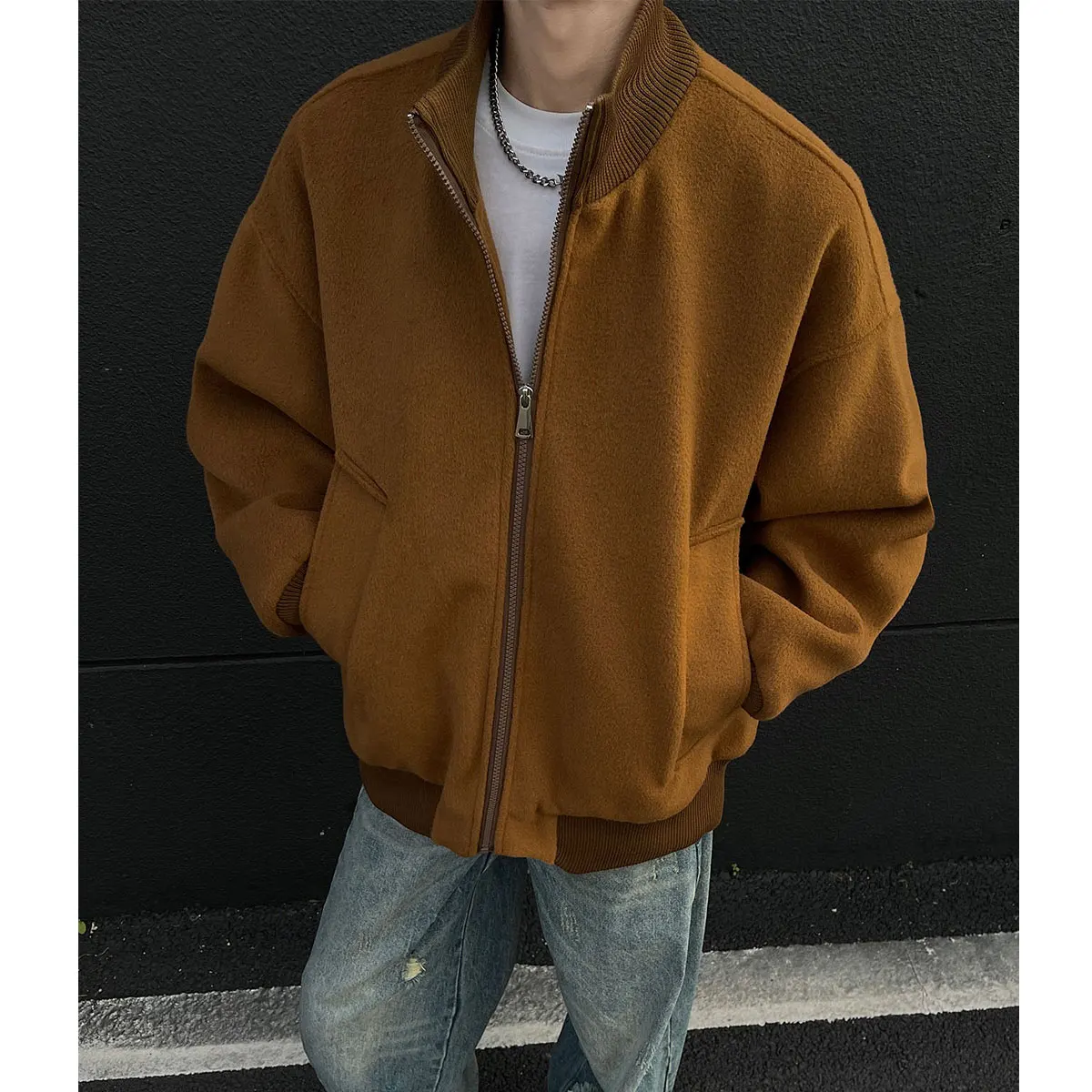 

Men's ort Baseball Collar Pilot Jaet Winter Thi Outerwear Polyester Fiber CleanFit American Sle Casual Outerwear