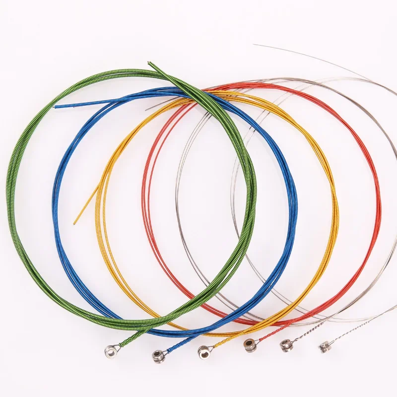 New 6pcs Guitar Strings Rainbow Colorful Color Strings Steel For Acoustic Guitar Accessory Parts E B G D A