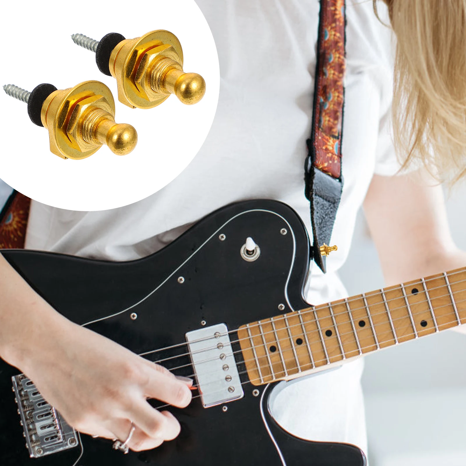 

2Pcs High-Quality Guitar Strap Locks Anti- Tail Nails for Acoustic Electric Guitars and Bass Easy Install Creative Design