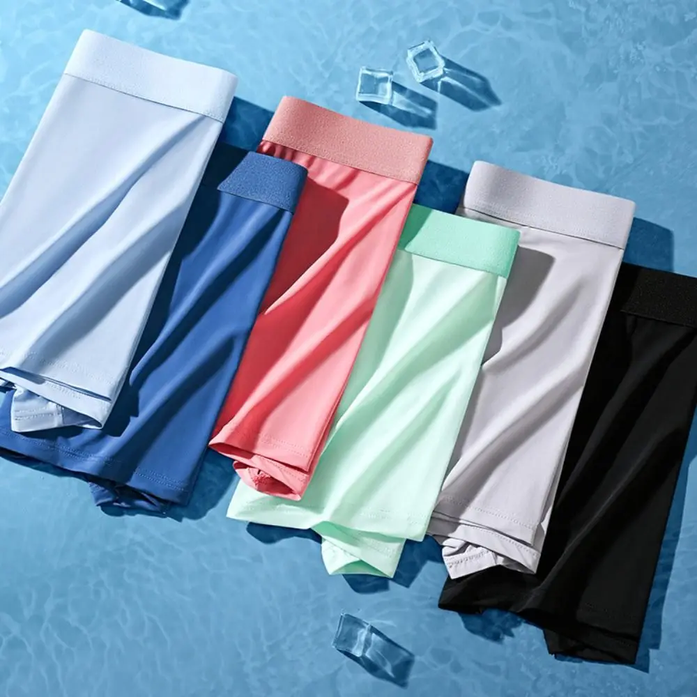 

3Pcs Breathable Traceless Men's Ice Slik Panties Underpants Mid Waist Seamless Briefs Solid Simple Underwears for Man Travel