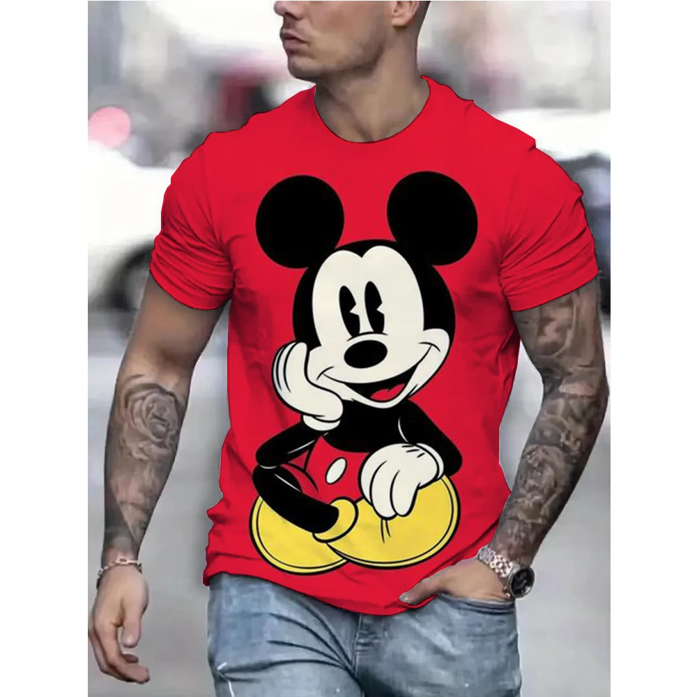 Men Disney Mickey Mouse Print T-Shirt Summer Boy Street Fashion Casual Sports Loose O Neck Quick Dry Short Sleeve Clothing Kid