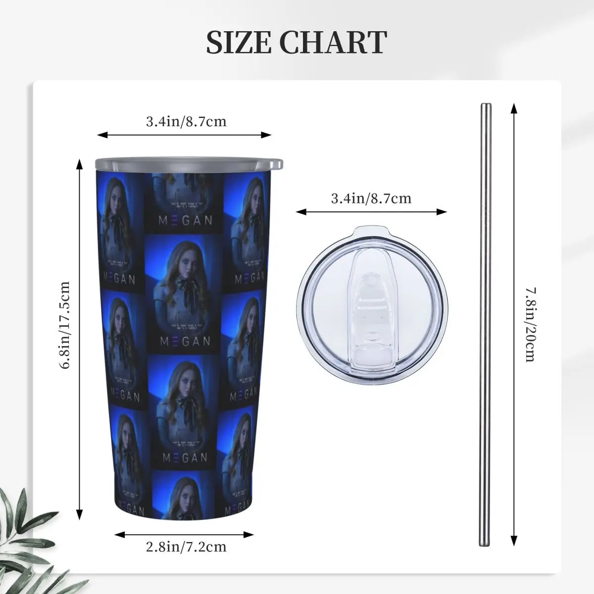 Run From M3Gan Thriller Stainless Steel Tumbler Vacuum Insulated Mug Thermal Cold Cup Straw With Lid 20oz