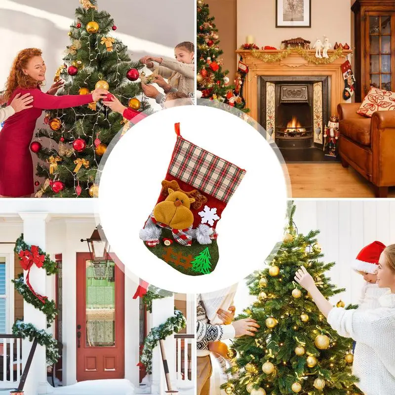 Family Christmas Stockings Festive Family Stockings For Christmas Funny Christmas Decoration Large Capacity Family Stockings