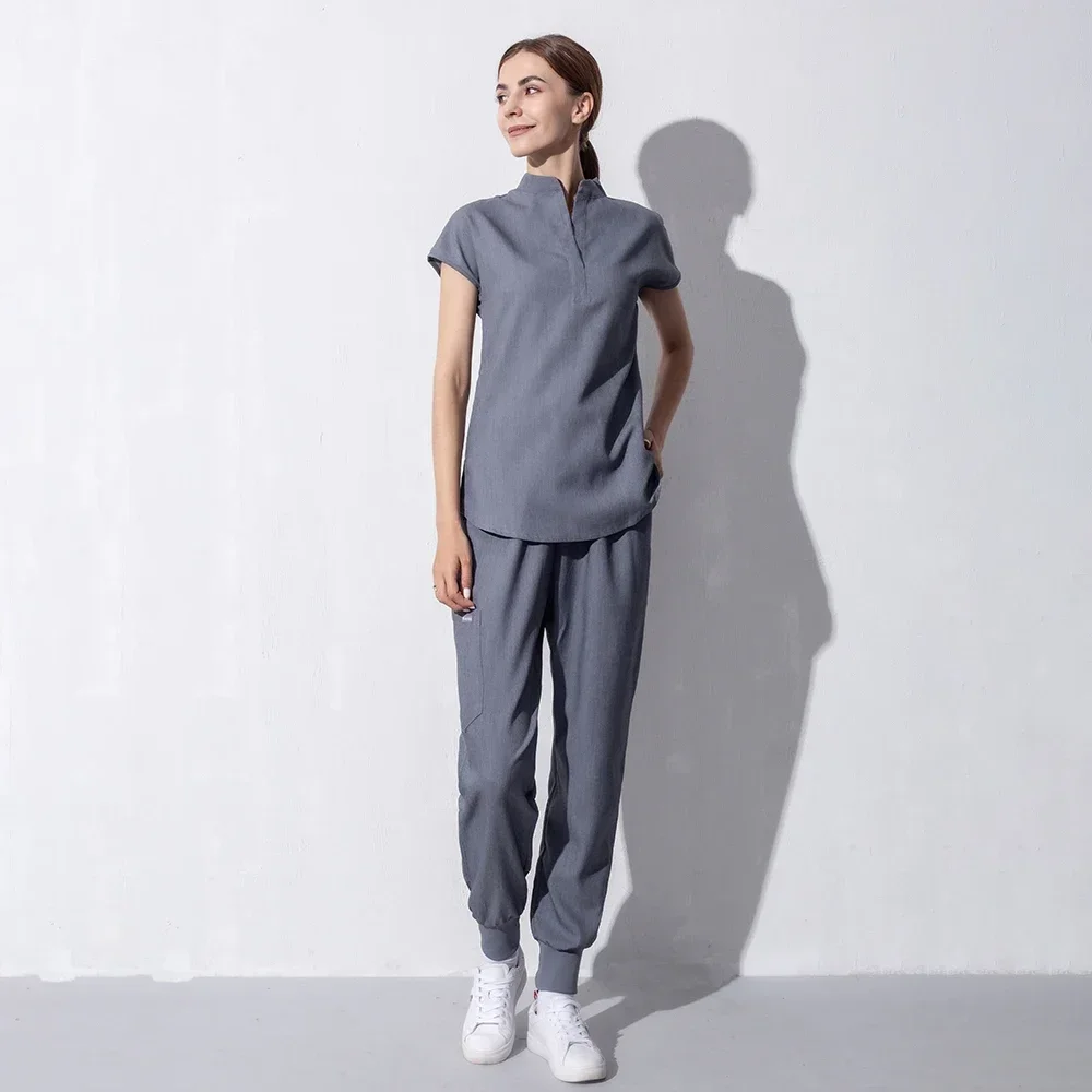 Mode Vrouwen Werkkleding Scrub Tops + broek Medische Uniform Chirurgie Scrubs Shirt Korte Mouw Dierenwinkel Arts Verpleegkundige Verpleging Uniform