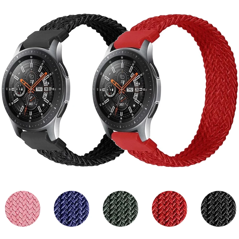 Braided solo loop nylon strap for Samsung Galaxy watch 46mm/active 2/Huawei watch GT/Amazfit GTR for Samsung watch 46/42mm strap