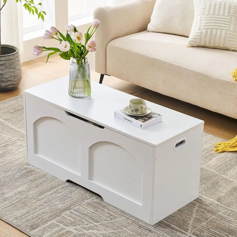 Large Entryway Storage Bench with Lift Top, Wooden, Supports 330 lb, White, Suitable for Hallway and Living Room
