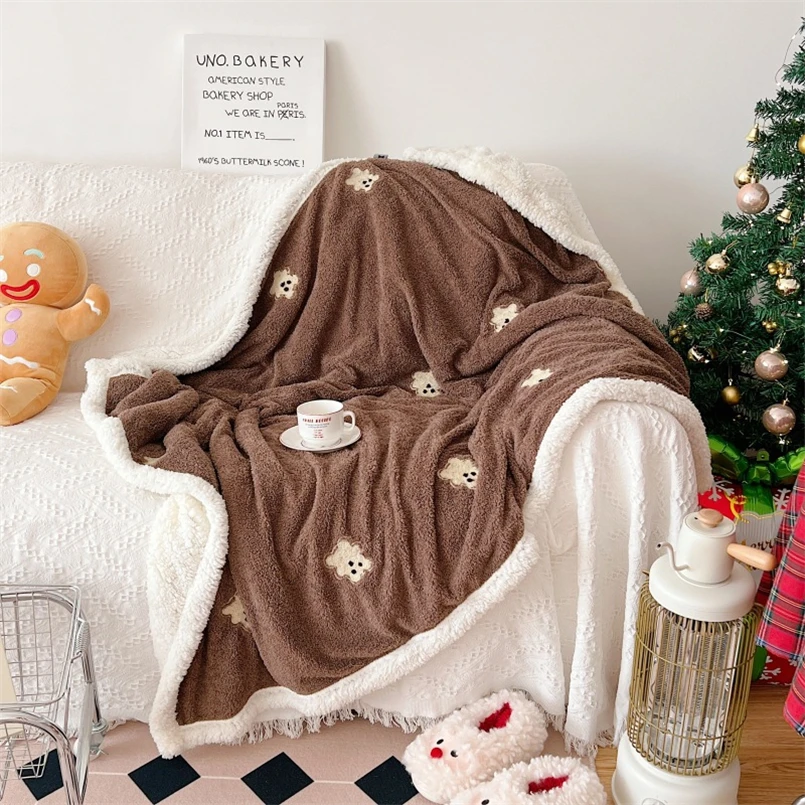 

Korean Style Cartoon Blanket, Nap Sofa, Leisure Blanket Children's Kindergarten Blanket Autumn and Winter Dormitory Office Shawl