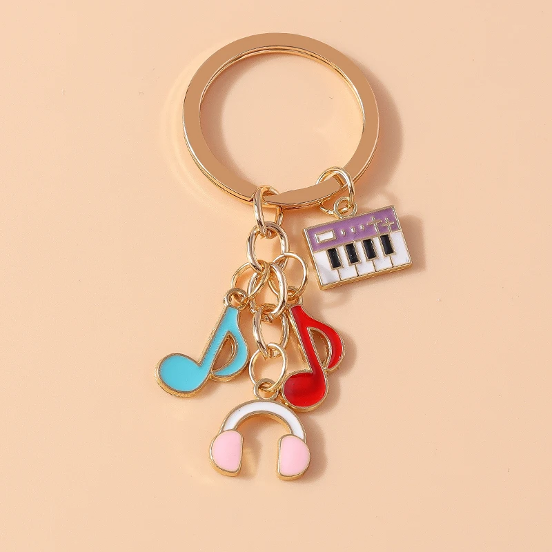 

Cute Music Keychain Enamel Piano Music Note Keyrings for Women Men Car Key Handbag Pendant Keyrings Accessoris DIY Jewelry Gifts