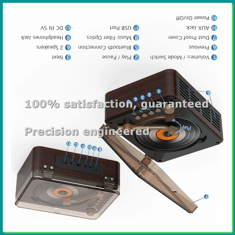 

Многофункциональный Bluetooth-плеер для CD-дисков, Hi-Fi-плеер с качественным звуком, динамик, поддержка AUX/USB/FM-радио для дома, офиса, вилка стандарта США B-PZZW