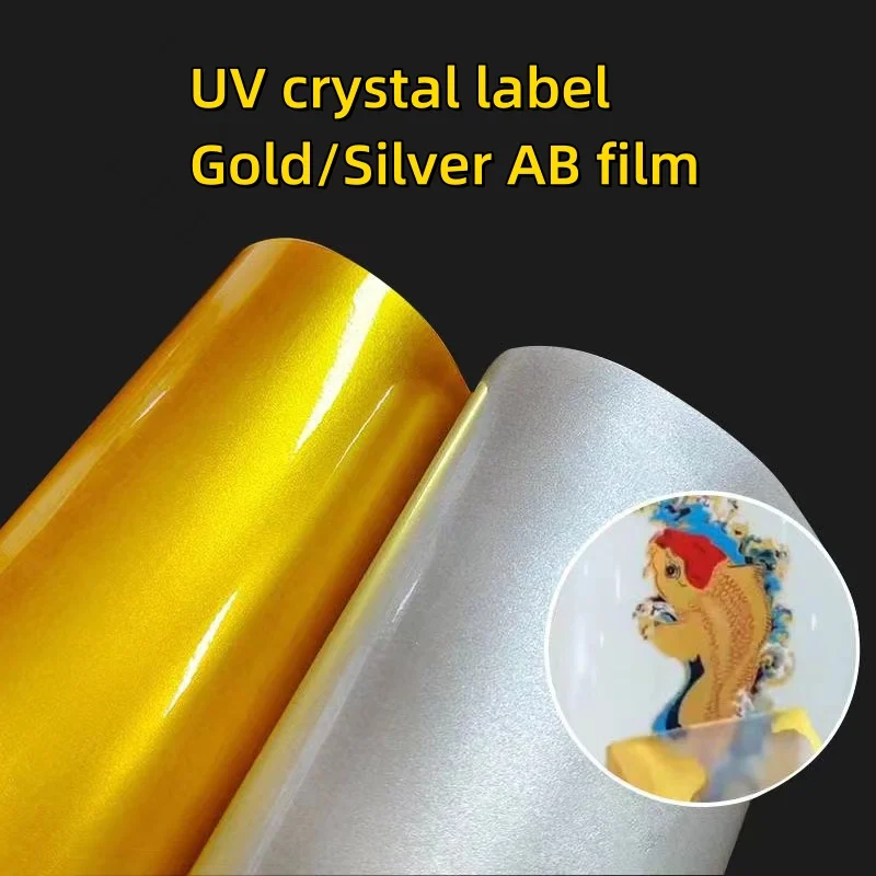 BHUNITY A3 Size UV DTF transfer AB Film sheeting Gold Silver Laser Crystal Label Sticker