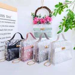 Sweet and lovely girlish handbag 2024 new fashion transparent printed material mother bag fresh slung bag