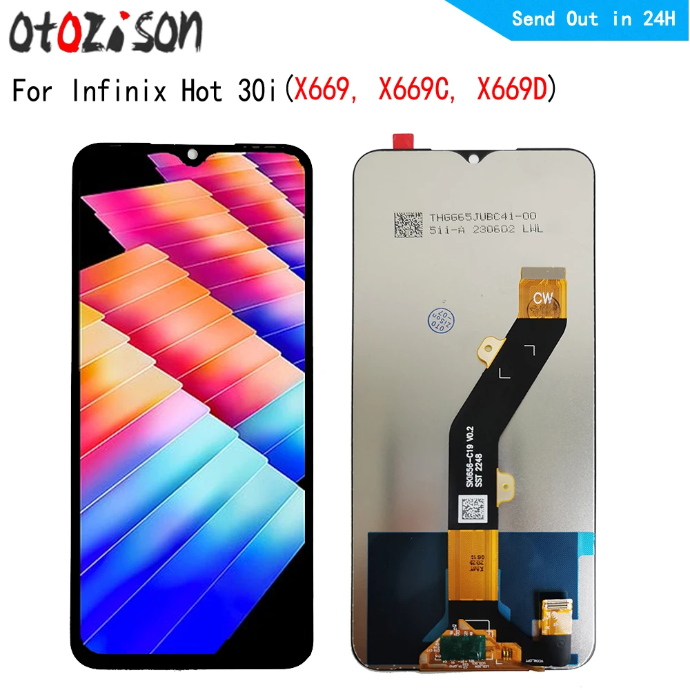 X669 Digitizer layar sentuh LCD 6.56 inci, Digitizer layar LCD untuk Infinix Hot 30i X669, X669C, X669D dengan rakitan bingkai 720X1612