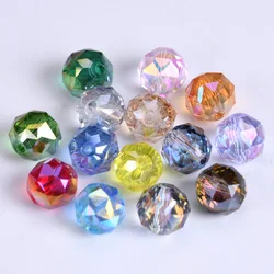 10pcs Shiny Glossy Colorful Round 10mm Faceted Crystal Glass Loose Beads For Jewelry Making DIY Bracelet Findings