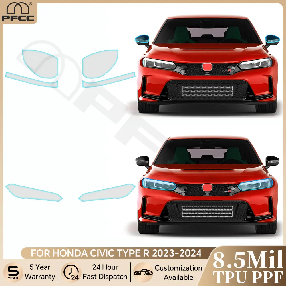 

For Honda Civic Type R 2023 2024 Pre-cut PPF Bra Headlight Rearview A B Pillars TPU Paint Protection Film Clear Anti-scratch Kit