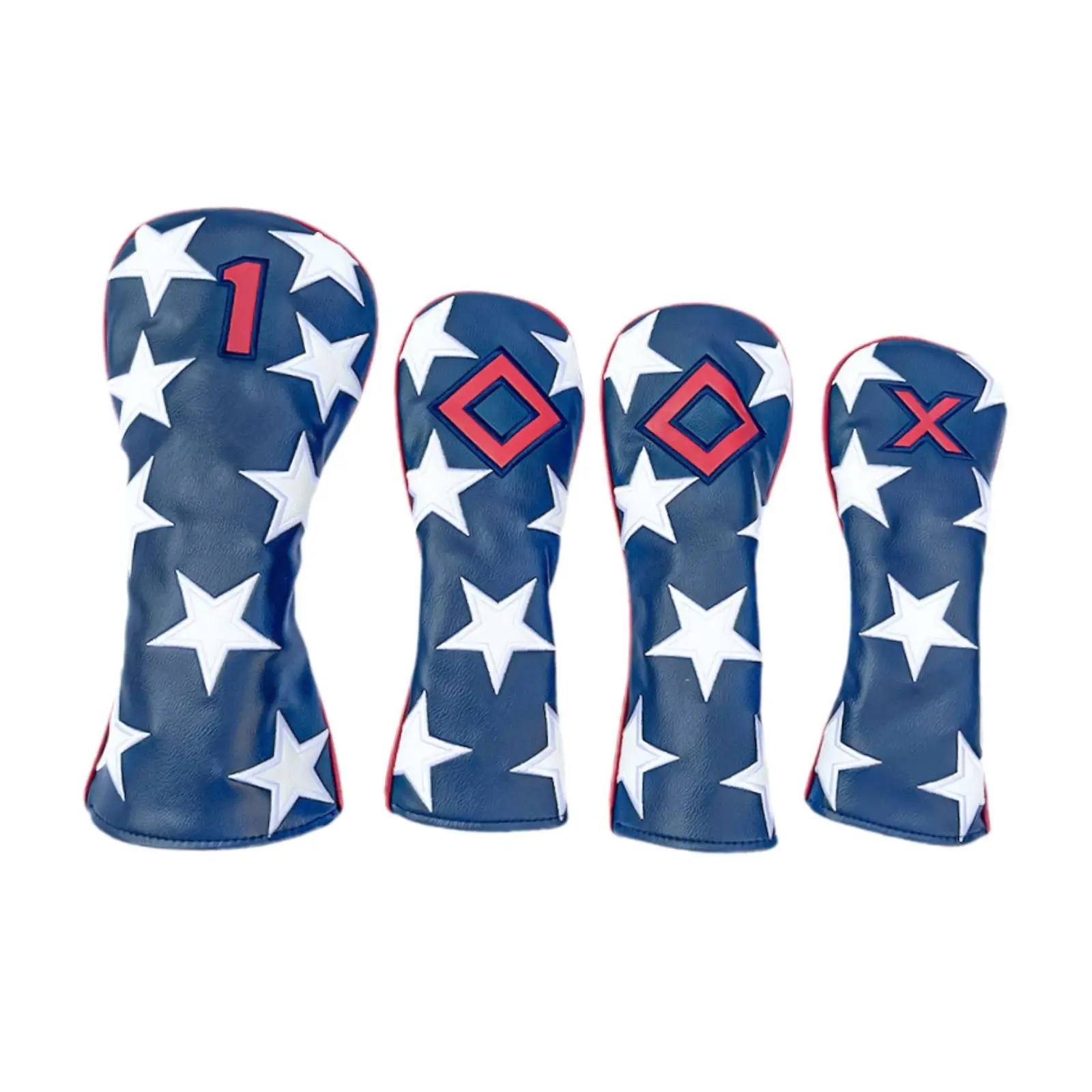 

4 Pieces Golf Club Head Covers Set Stars Pattern Accessory Lightweight for Driver Fairway Wood Hybrid