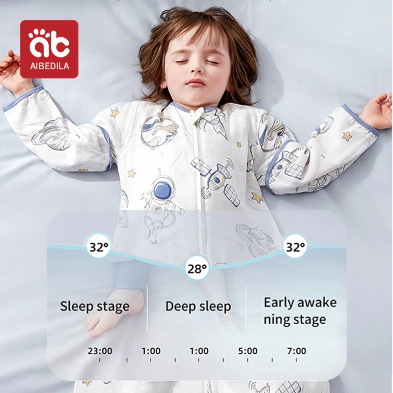 AIBEDILA Baby Boy Girl Cotton Rompers Children Jumpsuits Toddler One pieces Pajamas Sleepwear Separable Long Sleeve Home Wear