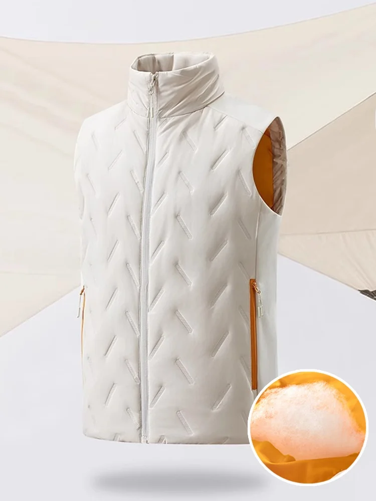 

Insulated Sports Vest ex Cotton Jaet Zipper Closure Thiened Winter Outerwear Svel Stand Collar Outdoor Vest