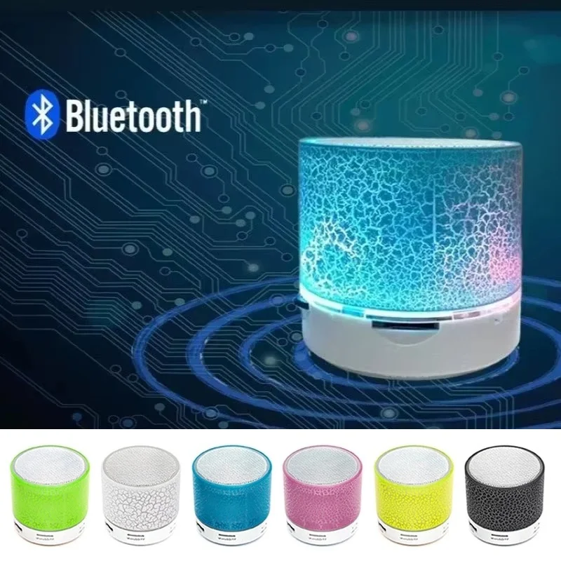 Mini Altavoz Bluetooth inalámbrico, soporte LED para grietas, tarjeta SD, Subwoofer USB, columna de sonido de música MP3 portátil para ordenadores portátiles