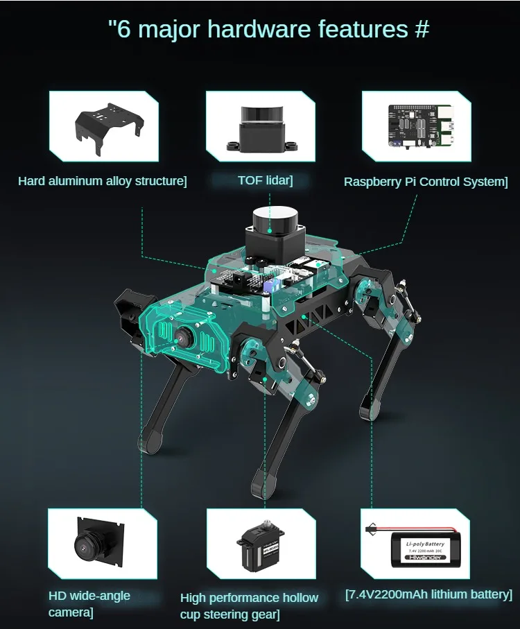 PuppyPi Hiwonder Quadruped Robot Kit with AI Visual Recognition for Raspberry Pi Robot ROS Open Source Programmable Robot Dog