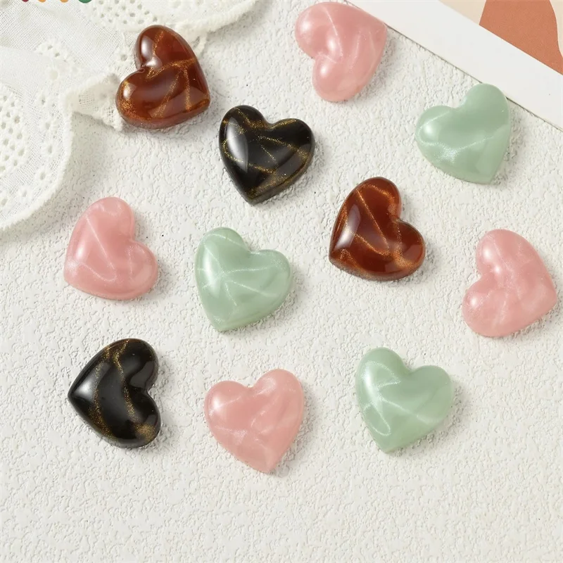 Wholesale 90pcs/lot color pattern print cartoon hearts shape resin cabochon diy jewelry garment hair accessory