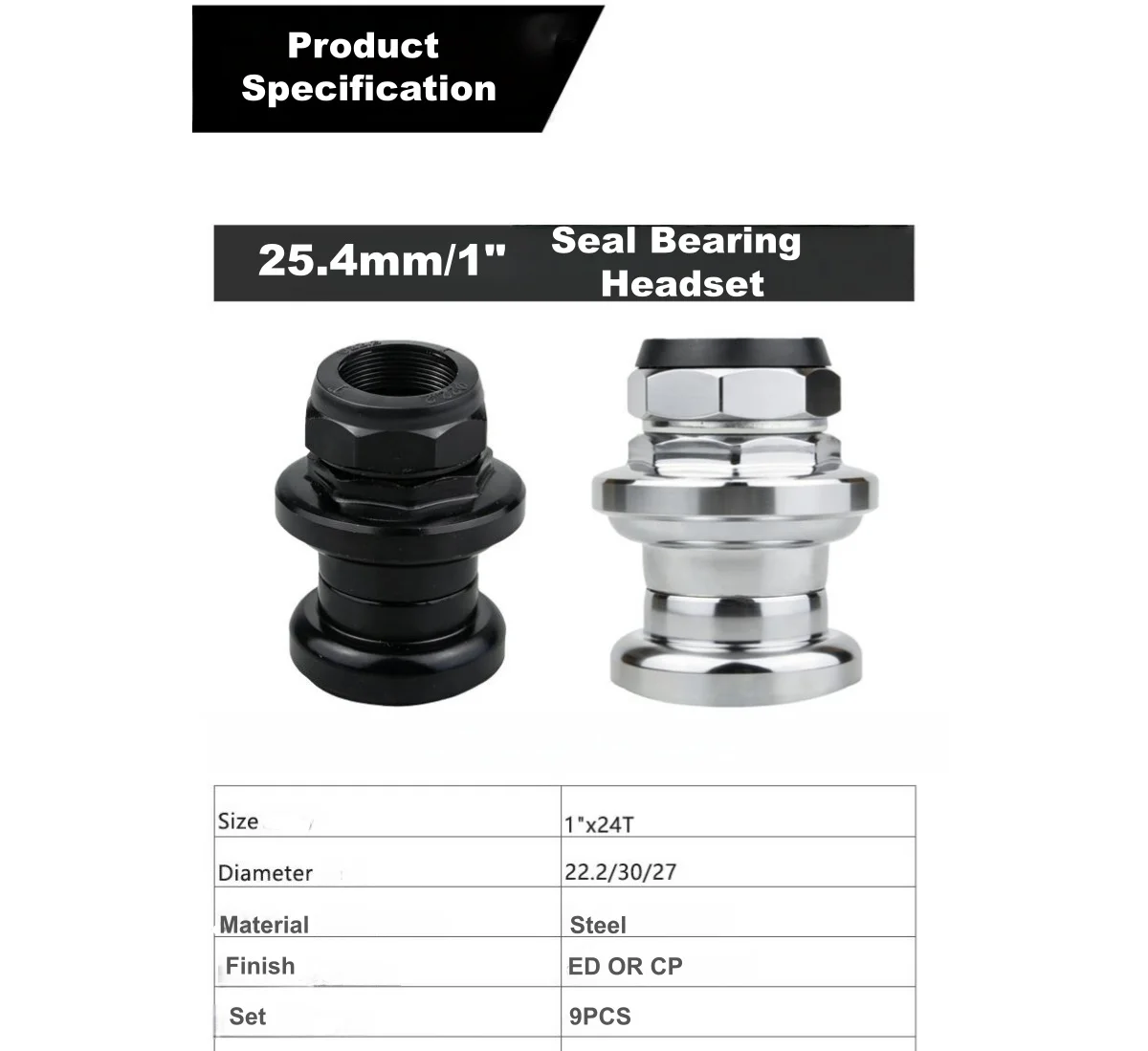 25,4 mm/1 Zoll und 28,6 mm/1-1/8 Zoll Gewinde-Käfiglager und Dichtungslager Fahrrad-Steuersatz für 30 mm/34 mm Steuerrohr, leichter Fahrrad-Steuersatz – Detail 14