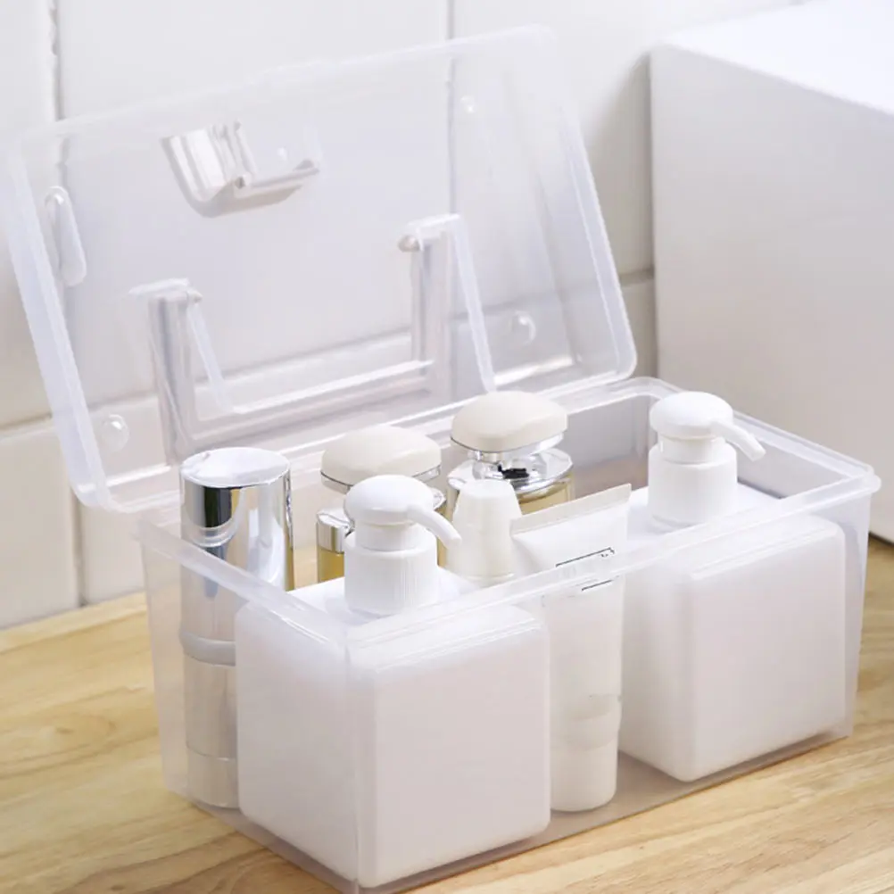 

2pcs Portable Transparent Medical Box Medicine Storage Container Large Aid Case For Home Use Easy Carry