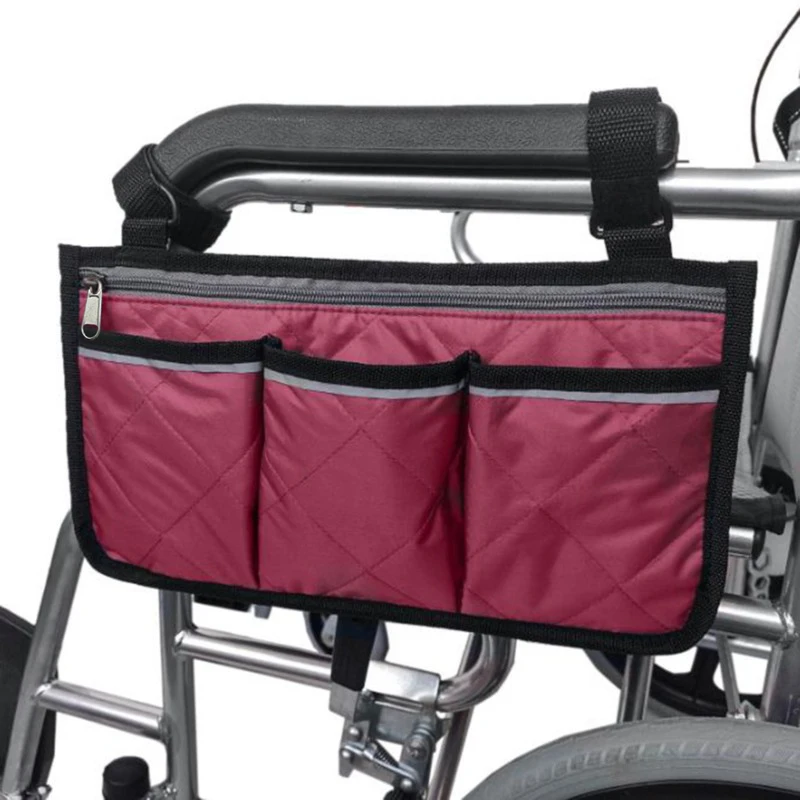 Multi Functional Wheelchair Armrest Side Storage Bag, Shopping Cart Storage Bag, Outdoor Travel Multi Pocket Hanging Bag