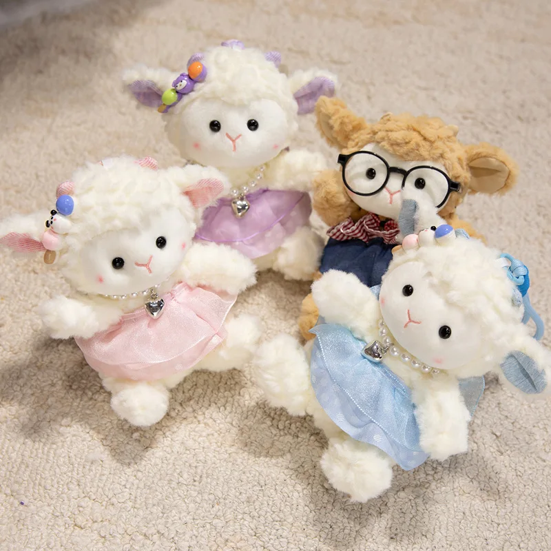 

15cm New Kawaii Little Sheep Pendant Plush Toy Stuffed Soft Animal Cartoon Lamb Backpack School Bag Keychain Decor for Kids Gift