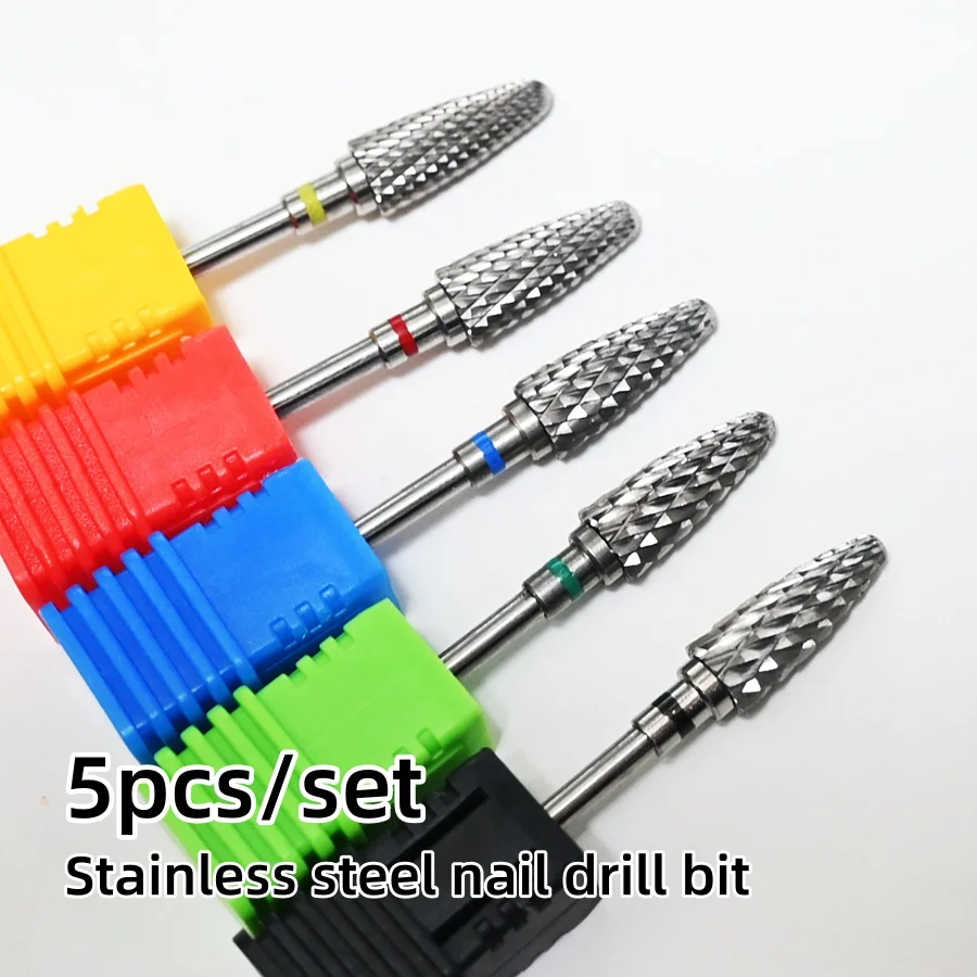 

5pcs/set Stainless steel nail drill bit for removing nail polish nail art tool