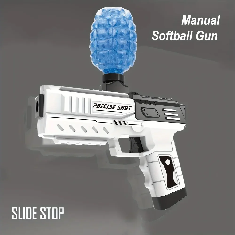 New Manual Gel Ball Blaster Soft Bullet Foam Blasters Toy Gun Splat Gun Outdoor Games Cool Gift (Black And White)