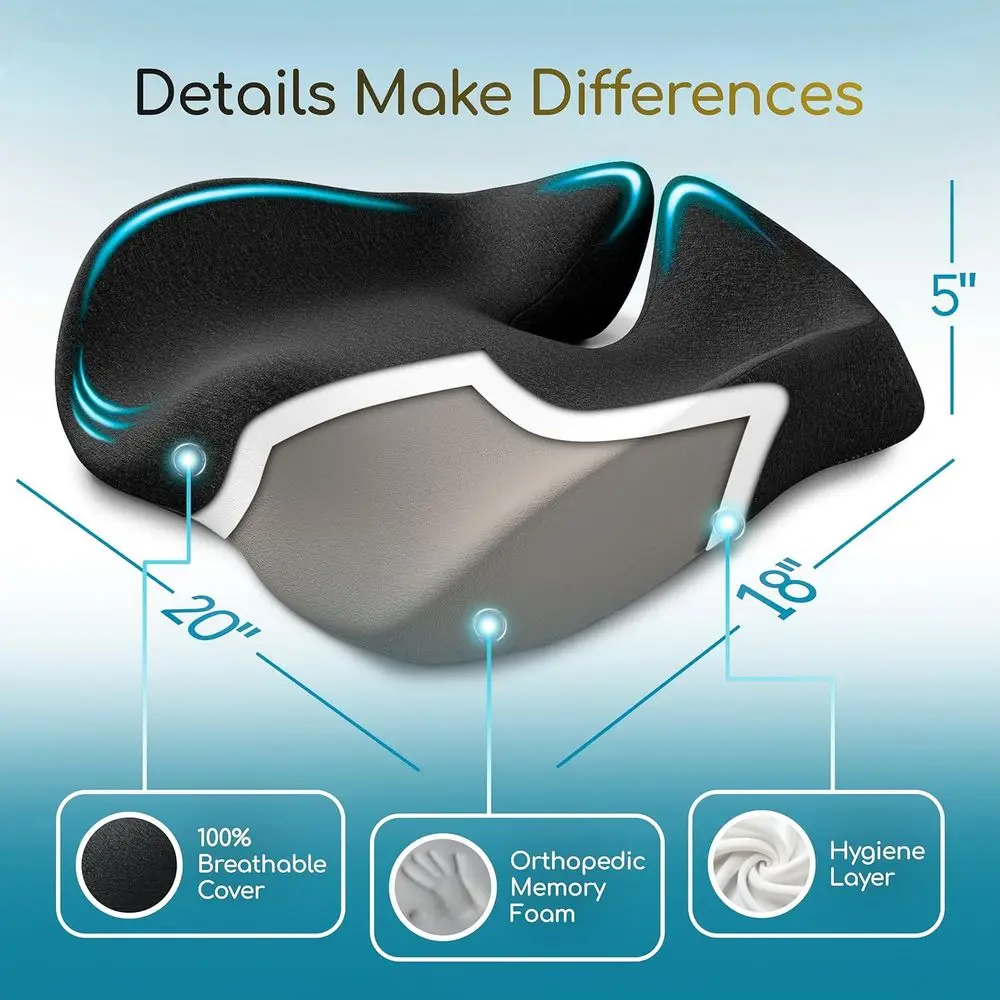 Ergonomic Office Chair Cushion for Sciatica Pain Relief, Computer Chair Cushion for All Day Comfort, Extra Large Seat Cushions f