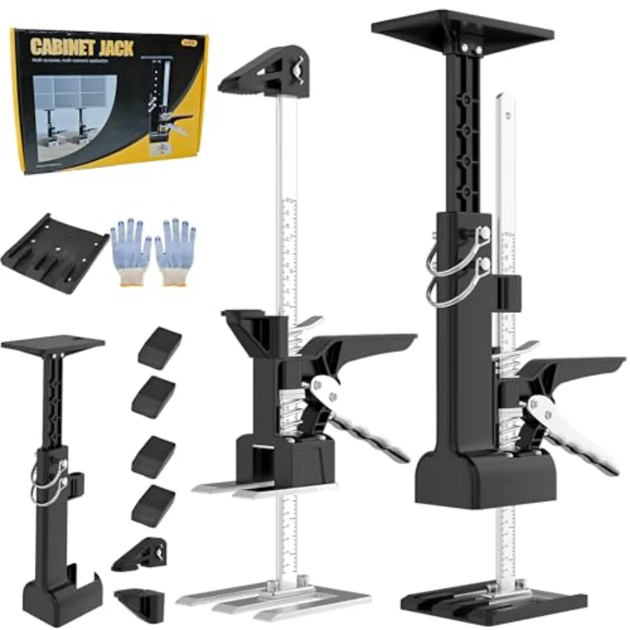 

2PCS Cabinet Jacks for Installing Cabinets Labor Saving Arm Jack with 330 LBS 0 to 23.4 inches Hand Lifting Jack Tool Adjustabl