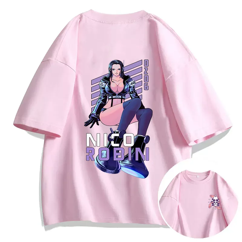 Anime ONE PIECE T-shirt Nico Robin Printed T-shirt Leisure Sports Street Men's and Women's T-shirt