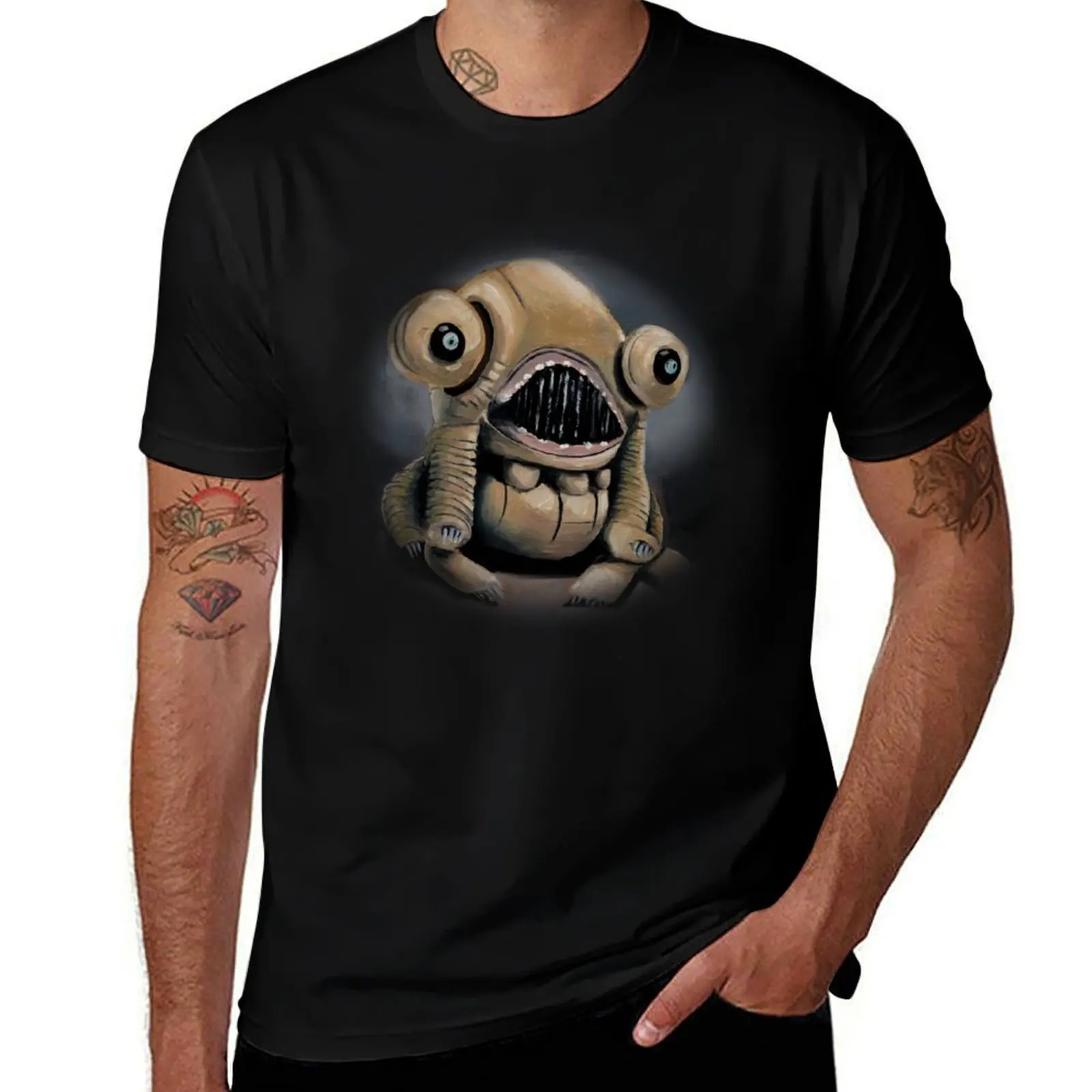 Cute Stuffed Alien Monster Painting T-Shirt plus sizes funny shirt cotton men clothings